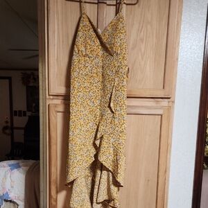 No Boundaries Yellow Floral High Low Dress